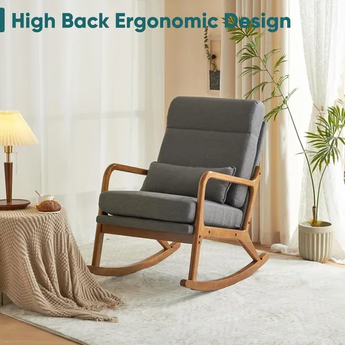 Vista 8 de JOYBASE Mecedora, silla mecedora para guardería, silla mecedora de enfermería, moderna y cómoda con respaldo alto para interiores, sala de estar