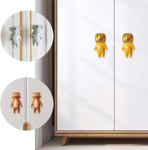 Vista 5 de 5 pomos de cerámica con diseño de animales para niños, puerta de habitación de los niños, armario de habitación de los niños, tiradores de armario