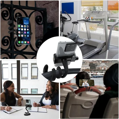 Vista 6 de Soporte de teléfono para cochecito portátil, flexible, soporte para teléfono celular, soporte ajustable de cuello de cisne para teléfono, soporte
