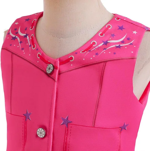 Vista 3 de Trajes de vaquera para niños, disfraz de discoteca hippie de los años 70 y 80 para niñas, pantalón acampanado rosa para Halloween y cosplay