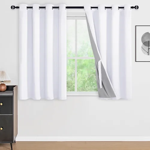 Vista 154 de DWCN - Cortinas 100% opacas para dormitorio con forro negro, cortinas de ventana de doble capa con aislamiento térmico que oscurecen toda la Azul