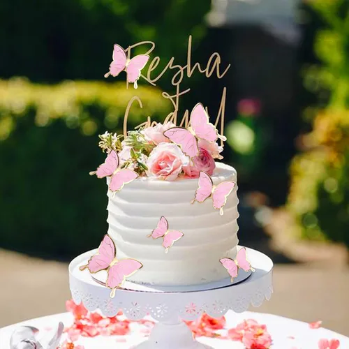 Vista 3 de 30 adornos de mariposa para tartas de mariposa en 3D, cola de oro rosa, mariposa, fiesta de cumpleaños, decoración para aniversario, boda, fiesta