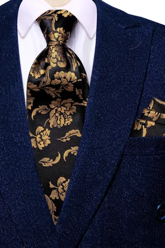 Vista 238 de Hi-Tie Corbata clásica de cachemira para hombre con pañuelo y gemelos a cuadros