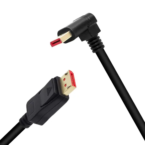 Vista 6 de 8K/60Hz, 4K/144Hz Displayport en ángulo recto 1.4 macho a cable macho 90 grados DP 1,4 macho a macho