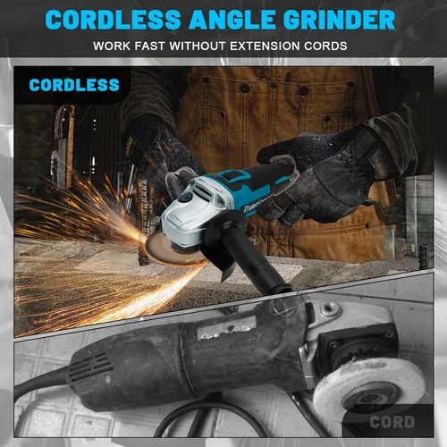 Vista 3 de Amoladora Angular Inalámbrica para Batería MAKITA de 18 V, Amoladora sin Escobillas de 4-1/2 Pulgadas, 3 Velocidades Variables para Cortar, Moler