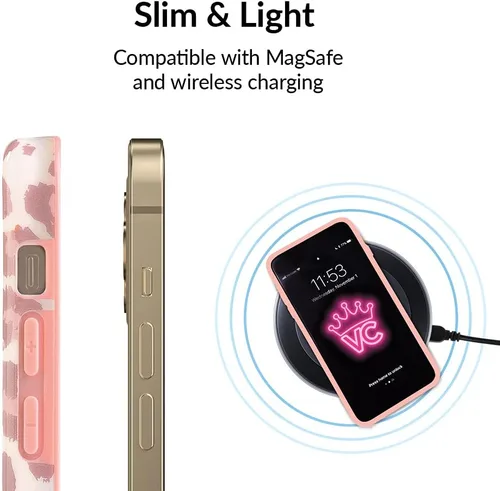 Vista 6 de VELVET CAVIAR Funda compatible con iPhone XR, estampado de leopardo, guepardo, rosa rubor, [probada en caídas de 8 pies] con forro de microfibra