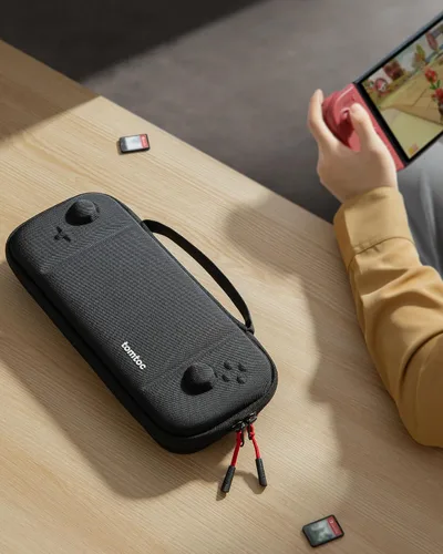 Vista 9 de tomtoc Carrying Case for Hori Nintendo Switch Split Pad Compact, Hard Shell Protective Travel Bag with 10 Game Cartridges, Split Pad Fit Controllers