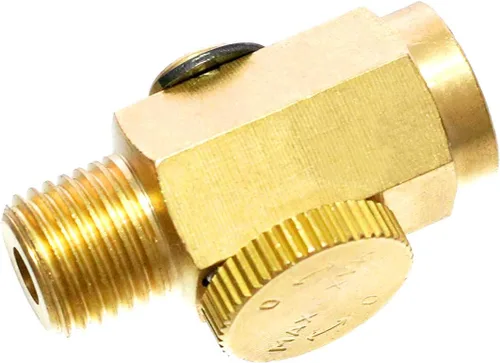 Vista 3 de Quickun Válvula reguladora de flujo de aire en línea de latón neumático, 1/4" NPT macho y hembra, herramienta del compresor de presión de aire