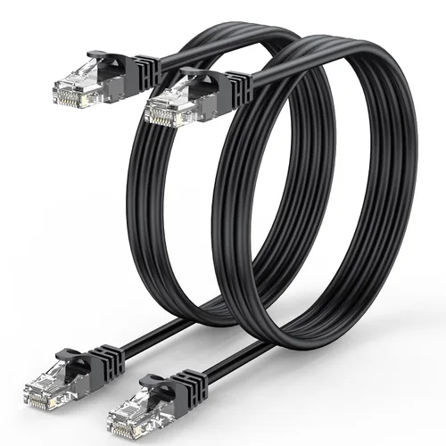 Vista 12 de Cable Ethernet corto de 0.5 pies, paquete de 2 cables de conexión Cat6 de 6 pulgadas (cable Cat 6, cable RJ45 de Internet, cable de red) 10 Gbps