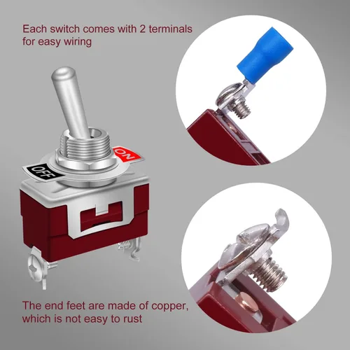 Vista 4 de weideer Interruptor de palanca de 12 V 30 A encendido/apagado 2 pines 2 posiciones SPST interruptor impermeable con terminales de tapa impermeable
