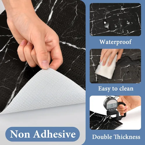 Vista 3 de Lámina para revestir estantes y cajones de cocina y baño, impermeable, antideslizante, sin adhesivo, fácil de limpiar, incluye cuchillo y cinta