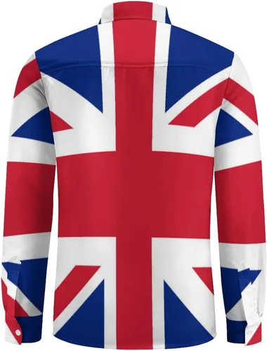 Vista 5 de Camisa de manga larga con botones para hombre con la bandera británica del Reino Unido