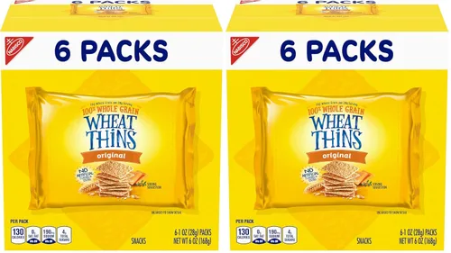 Vista 28 de Wheat Thins Galletas Integrales con un Toque de Sal de Grano Entero de Baja Sodio, 6 Cajas de 9.1 oz Cada Una