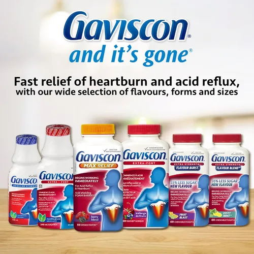 Vista 6 de Gaviscon Fuerza Extra antiácido sabor fruta 60 tabletas