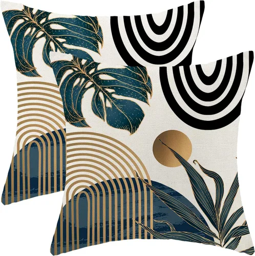 Vista 61 de Fundas de Almohada de Antílope 16x16 Paquete de 2, Fundas de Almohada Decorativas con Estampado de Piel de Animal Azul Marino, Fundas de Almohada