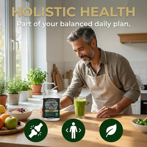 Vista 4 de Arthronaturals 18 en 1, Suplemento para articulaciones con glucosamina, condroitina, MSM, ácido hialurónico, omega-3 y más, para proporcionar apoyo