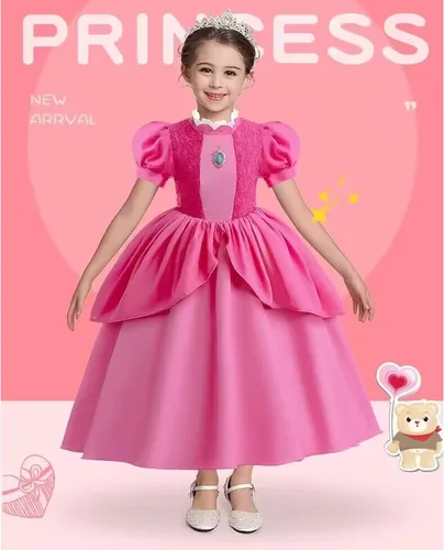 Vista 4 de LILLIWEEN Disfraz de princesa para niñas, vestido de princesa para niños, vestido de Halloween con guantes de corona