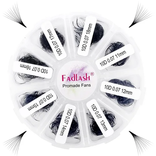 Vista 19 de Extensiones de pestañas de volumen Premade Fans Extensiones de pestañas 10D C/D rizadas
