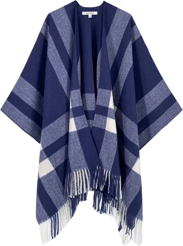 Vista 145 de Moss Rose Chal de viaje para mujer, capa tipo poncho de frente abierto para otoño e invierno