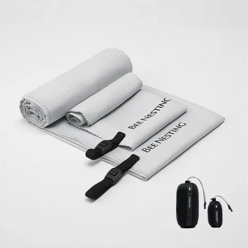 Vista 15 de Bee Nesting Toalla ultraligera de secado rápido – Paquete de 2 toallas de microfibra medianas y pequeñas con bolsillo compacto plegable para viajes
