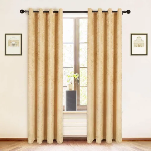Vista 34 de ELKCA Cortinas de doble cara de felpilla para ventana de cocina, 52x18, bolsillo para barra, cenefa color beige para sala de estar, paquete de 1