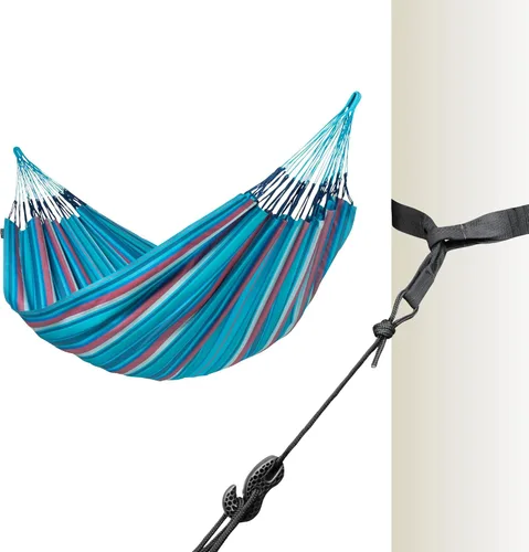 Vista 41 de LA SIESTA Brisa - Hamaca clásica colgante, hecha a mano, resistente a la intemperie, resistente a roturas para relajación en interiores y Almendra