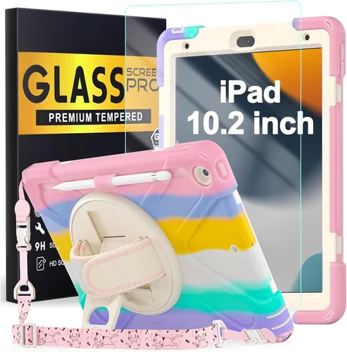 Vista 15 de BLOSOMEET Bonita funda para iPad de 9ª generación 2021 de 10.2 pulgadas con protector de pantalla de vidrio templado y soporte para bolígrafo, funda