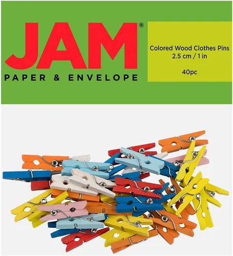 Vista 11 de JAM Papel® Mini Madera Ropa Pin Clips – 1 1/8" & 7/8 – 50 por caja, Blanco