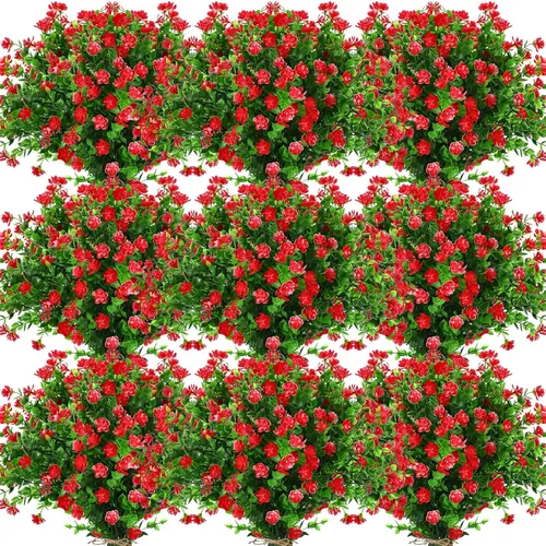 Vista 14 de Hoteam 40 paquetes de flores artificiales para exteriores, resistentes a los rayos UV, plantas de plástico para exteriores, primavera, verano