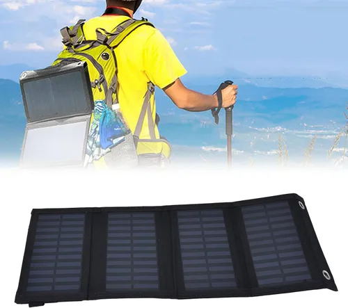 Vista 4 de plplaaoo Panel solar, cargador de batería solar, panel solar portátil, mantenedor de batería solar, alta tasa de conversión de 20 W, bolsa plegable