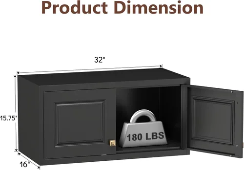 Vista 2 de Polup Armario de pared con puertas, gabinete de almacenamiento de metal para almacenamiento de cocina, gabinete superior pequeño, para comedor, sala