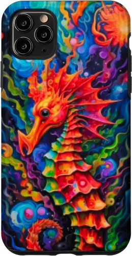 Vista 13 de Funda para iPhone 14 Plus Seahorse Coastal Colorful Ocean Life Art Aquarium Lover Case