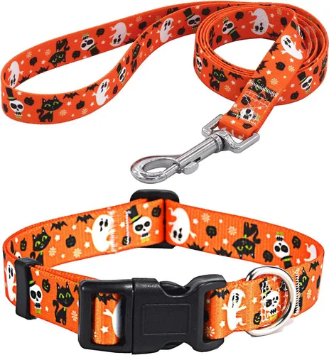 Vista 9 de Mihqy - Collar de perro, patrones geométricos florales, tribales, bohemios, collar de estilo étnico, suave y ajustable, para perros pequeños