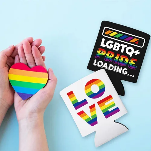 Vista 7 de 12 fundas para enfriadores de latas de arcoíris del mes del orgullo – Love Gay LGBT Trébol Cerveza Bebida Suministros Decoraciones Favores