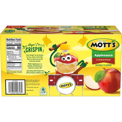 Vista 18 de Mott's Puré de manzana y canela, bolsas transparentes de 3.2 onzas, paquete de 20