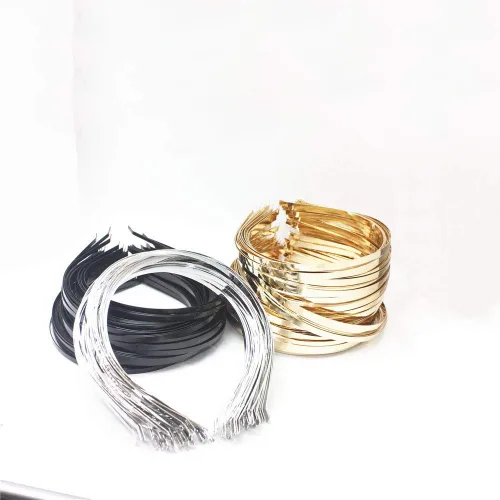 Vista 3 de 12 diademas de metal liso en tono plateado dorado y negro para bricolaje con base de tiara en blanco, bandas para la cabeza, 3 colores, 0.118