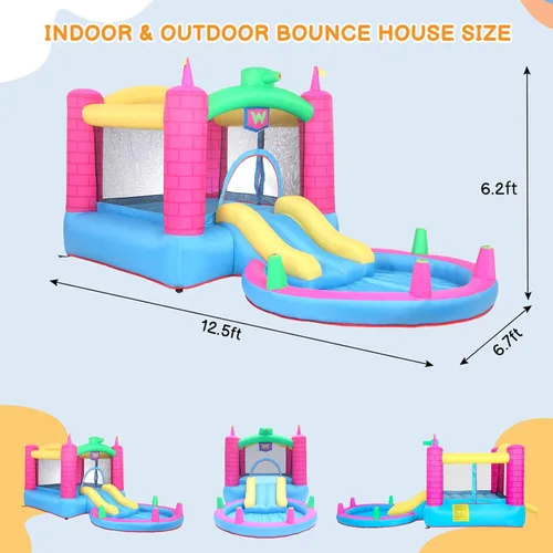 Vista 3 de Ktaxon Casa inflable de rebote con soplador de aire de 350 W, castillo para niños saltando al aire libre para patio trasero, parque, jardín