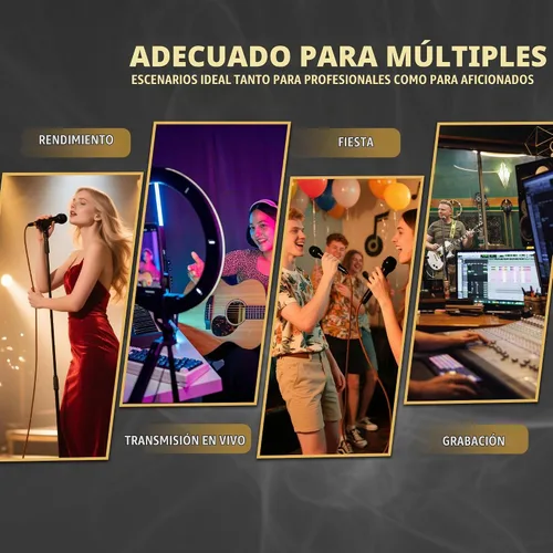 Vista 8 de Micrófono dinámico profesional para cantar micrófono de karaoke con cable de audio XLR de 16 pies a 1/4 pulgadas, micrófono de mano vocal