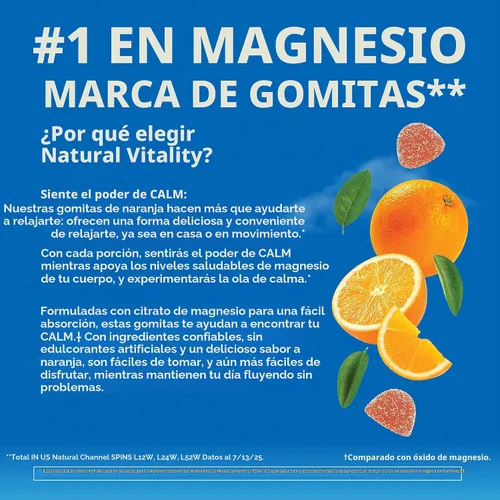 Vista 5 de Natural Vitality Gomitas de magnesio calmantes 330 mg por porción