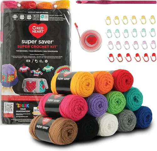 Vista 5 de Red Heart Super Saver Super Yarn - Kit de manualidades para proyectos de ganchillo y tejer y amigurumi