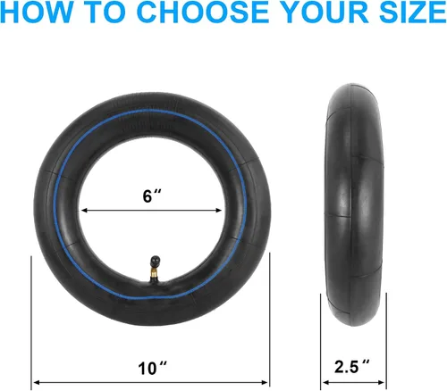 Vista 4 de Tubo interior para scooter de alta resistencia 80/65-6 (paquete de 2), grueso de 10 pulgadas, 255x80, 10x2.50, 10x3.0, tubo de scooter eléctrico