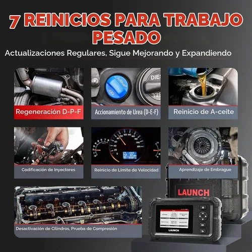 Vista 3 de LAUNCH CRP129 HD Herramienta de escaneo de camión resistente, herramienta de diagnóstico de sistema completo para diésel con ajuste de límite