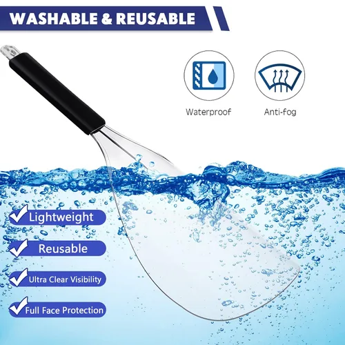 Vista 4 de Flutesan 4 máscaras protectoras de plástico reutilizables con mango de esponja para cortar el cabello, rociar, aplicación de maquillaje