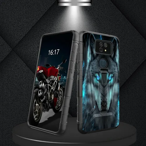 Vista 227 de Funda para AT&T Maestro Max 2021/Cricket Ovation 2 con protector de pantalla de vidrio templado, funda resistente con función atril integrada