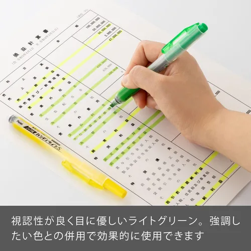 Vista 4 de Pentel práctico Line Knock S verde claro [10 paquetes] sxns15-k (importado de Japón)