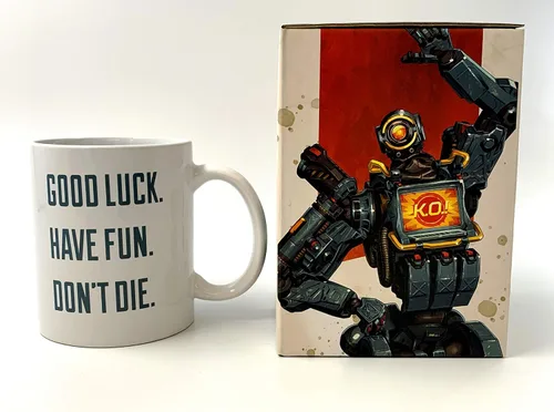 Vista 3 de Surreal APEX legends Pathfinder - Juego de tazas de café de 11 onzas y juego de 4 posavasos