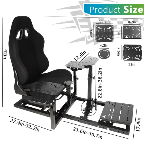 Vista 7 de HOTTOBY Flight Racing Simulator Cockpit with Black Seat Adjustable&Shifter Platform Upgrade Fit for LogitechThrustmasterHotas Warthog