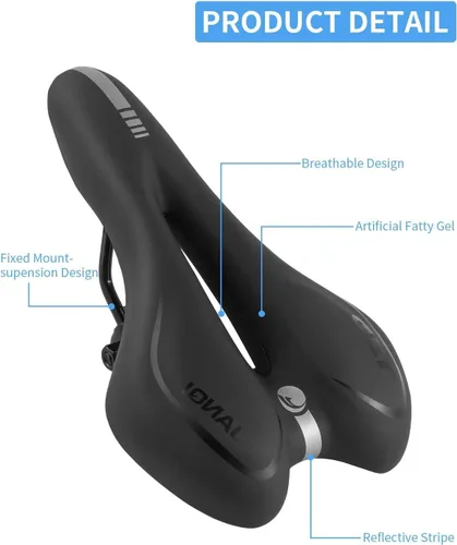 Vista 3 de MSDADA Asiento de bicicleta de gel para hombres y mujeres, asiento de bicicleta impermeable, cómodo y suave cojín