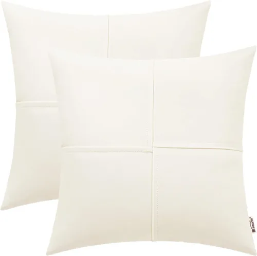 Vista 17 de BRAWARM Fundas de almohada de cuero sintético de 16 x 16 pulgadas, paquete de 2 fundas de almohada de cuero rojo profundo, fundas de almohada