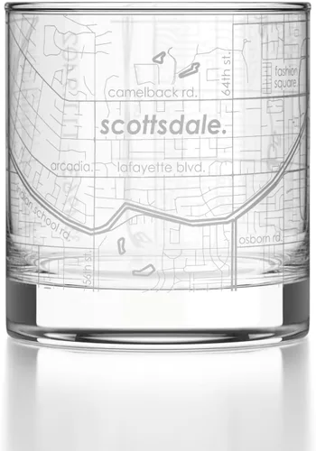 Vista 83 de Well Told Vaso de rocas grabado con mapa de Akron, Ohio, cristalería estilo antiguo (325ml, transparente) Vaso de bourbon grabado, regalos